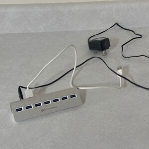 Certified Data 7 Port USB 3.0 Hub Powered Aluminum Silver with AC Adapter